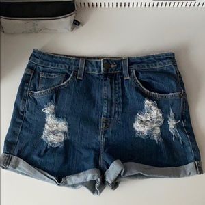 Ripped jean shorts